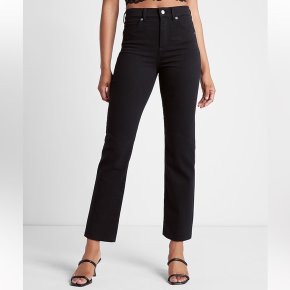 Express Denim - NWT Women’s EXPRESS High Waisted Black Straight Ankle Jeans in Black